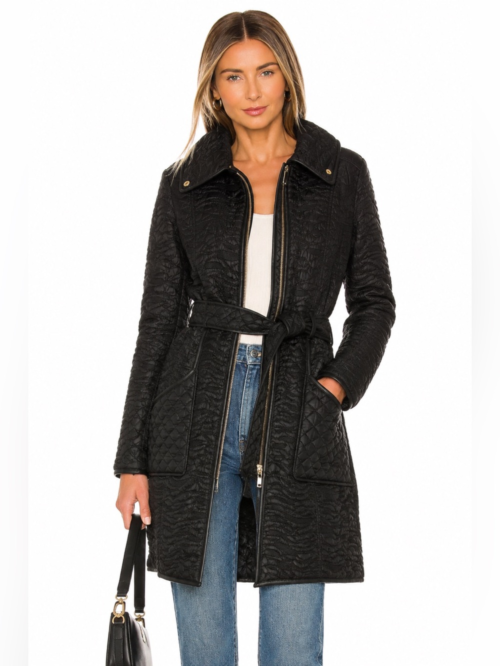 via spiga Black Quilted Women's Coat Mid-Length Packable Puffer
Jacket Large